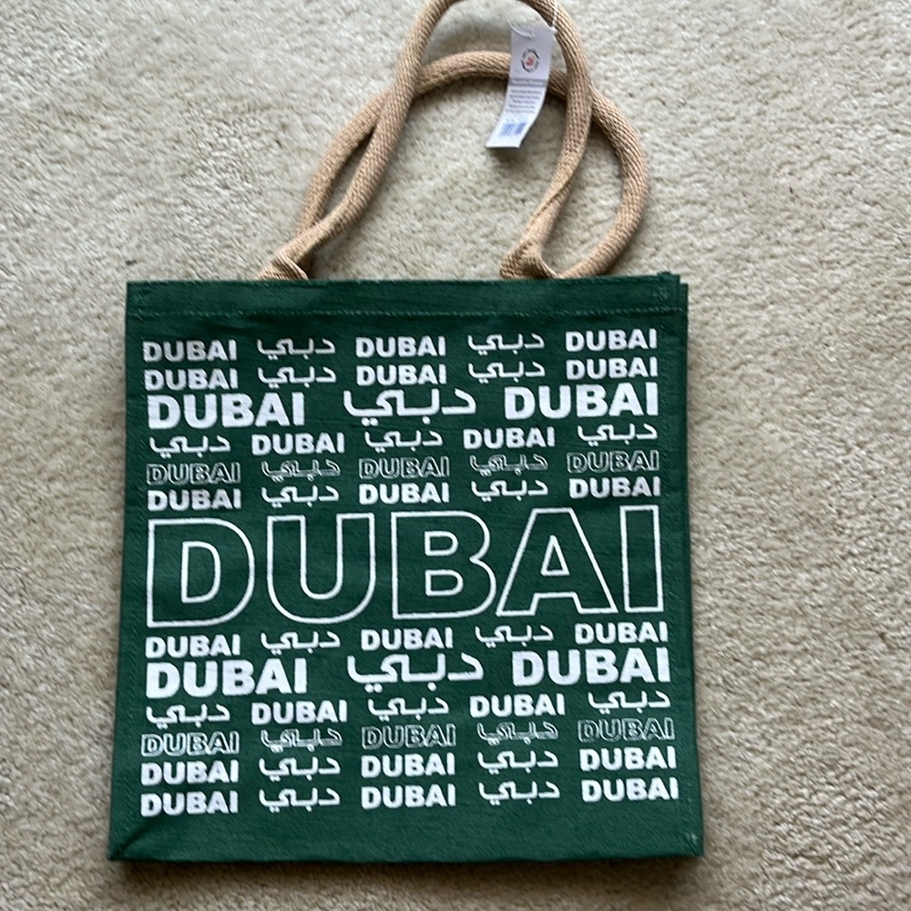 Vintage reusable shopper bag buy it in Dubai green made from cotton fabric